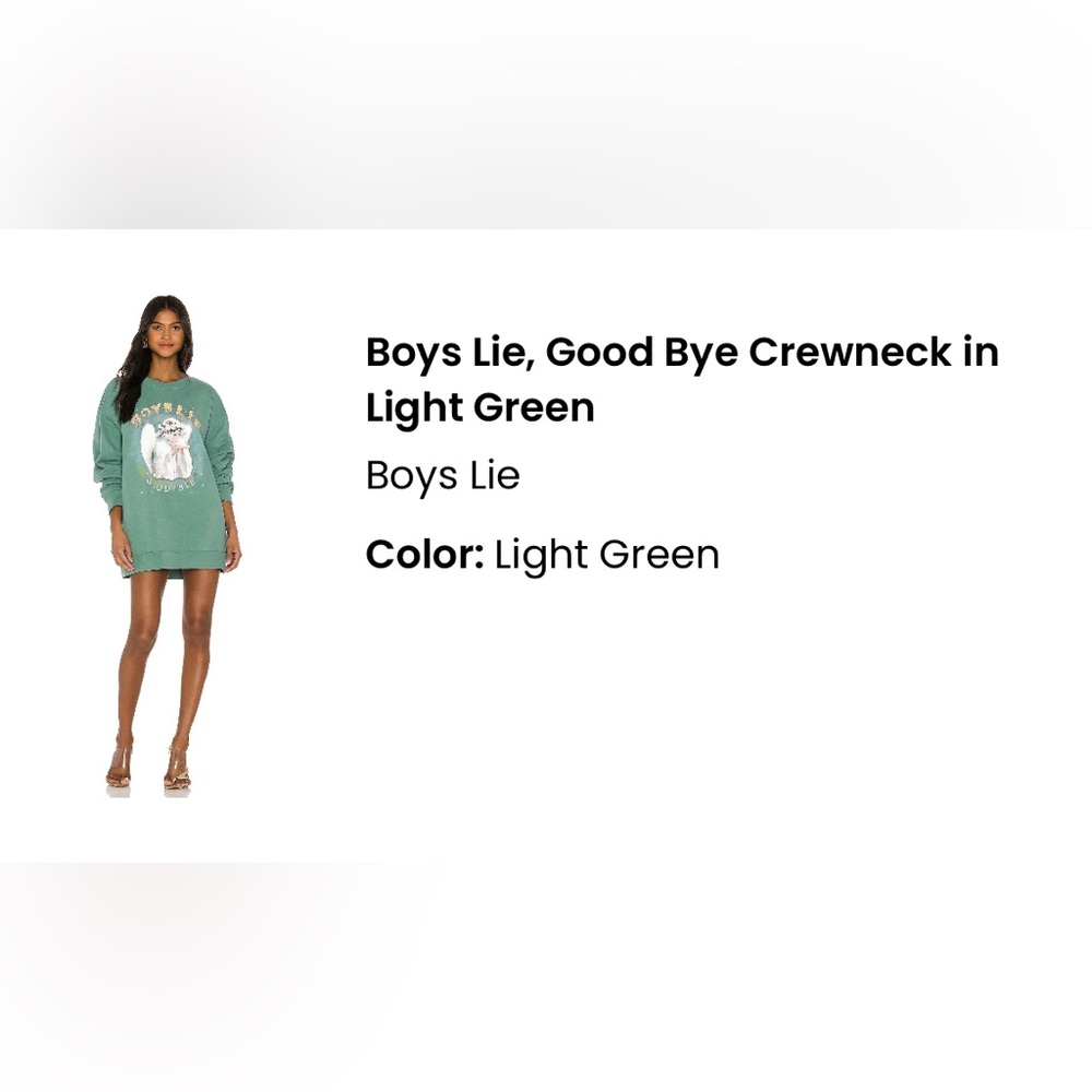 Boys Lie , Good bye Mint Green Crewneck Oversized Sweatshirt
